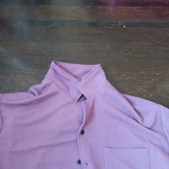 Negative Space Mens Casual Button Up Shirt Size Large Color Purple Side Pockets - Picture 3 of 7